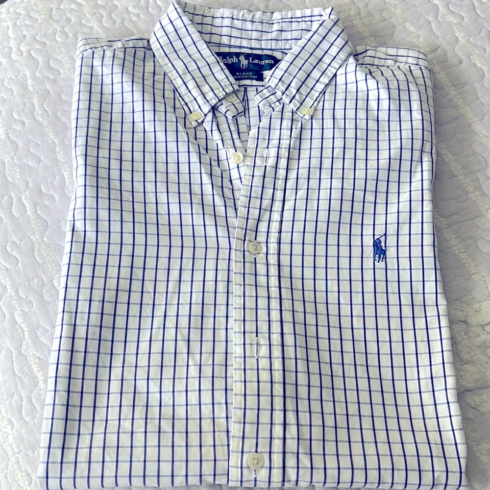 Ralph Lauren Men’s 100% cotton long sleeve button down shirt. Size L.Never worn.